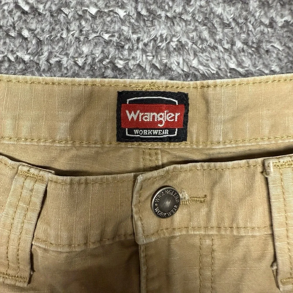 Wrangler Riggs Workwear Carpenter Pants Mens 34 x 32 Brown Ripstop Canvas READ‎
